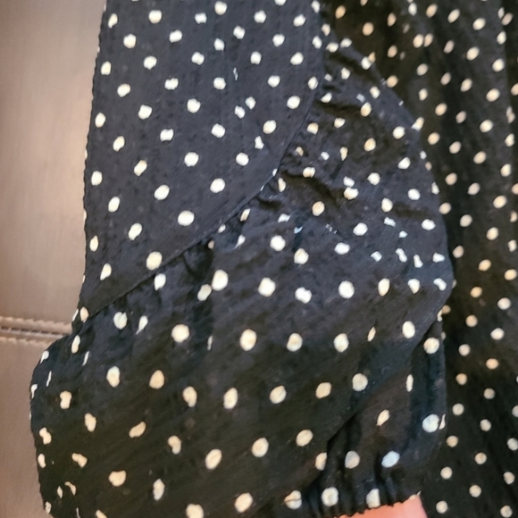 Sezane Black and White Puff Sleeve Blouse - Picture 4 of 7